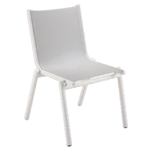 chaise-gris argenté-blanc coton-en-batyline-pilotis-vlaemynck