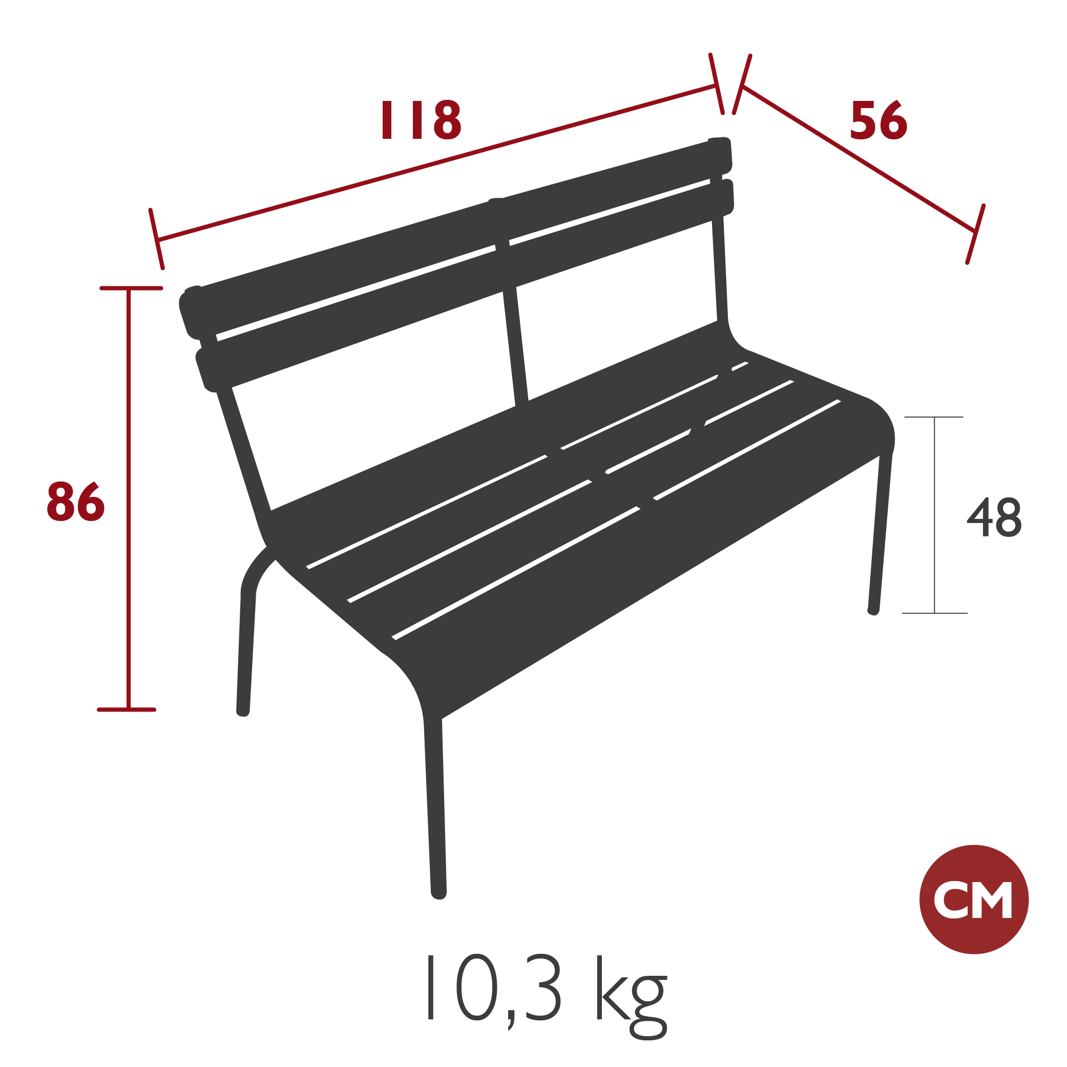 BANC À DOSSIER 2/3 PLACES LUXEMBOURG Fermob – Image 4