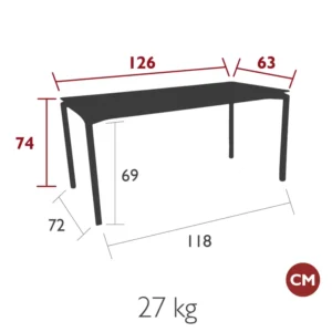 calvi table mat velouté 126 X 63 dimension