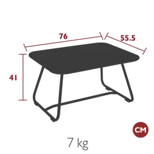 table basse sixties 76 X 55.5 cm dimension