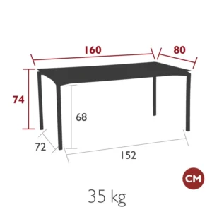 table calvi 160 X 80 dimension